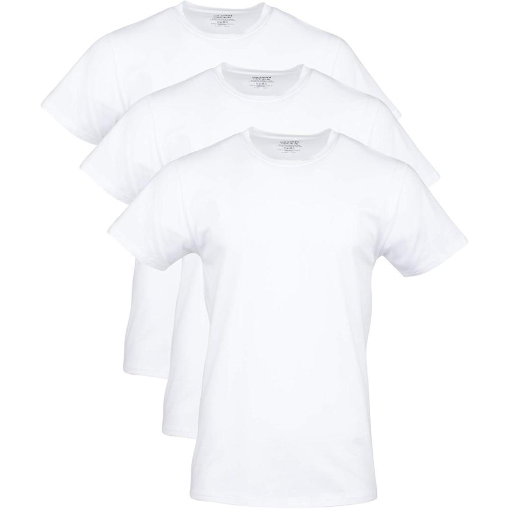 imageGildan Mens Cotton Stretch TShirts MultipackArtic White Crew 3pack