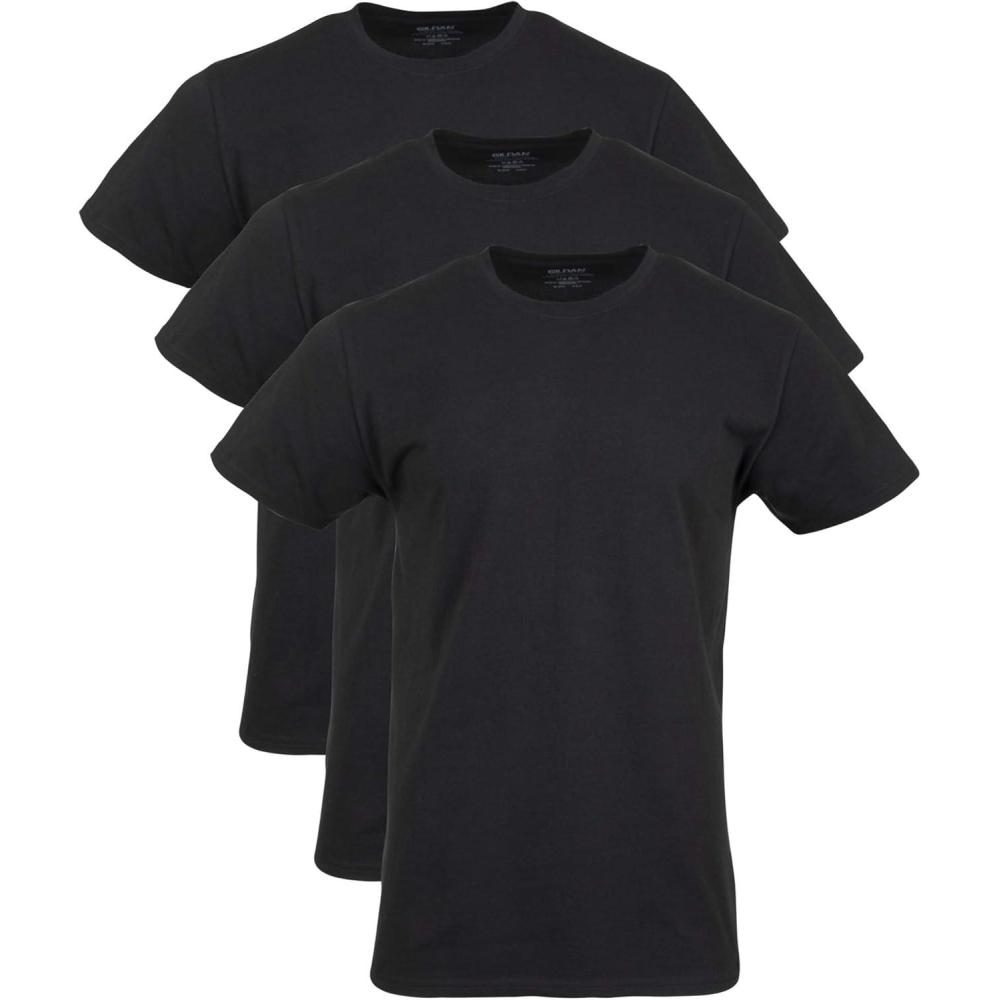 imageGildan Mens Cotton Stretch TShirts MultipackBlack Soot Crew 3pack