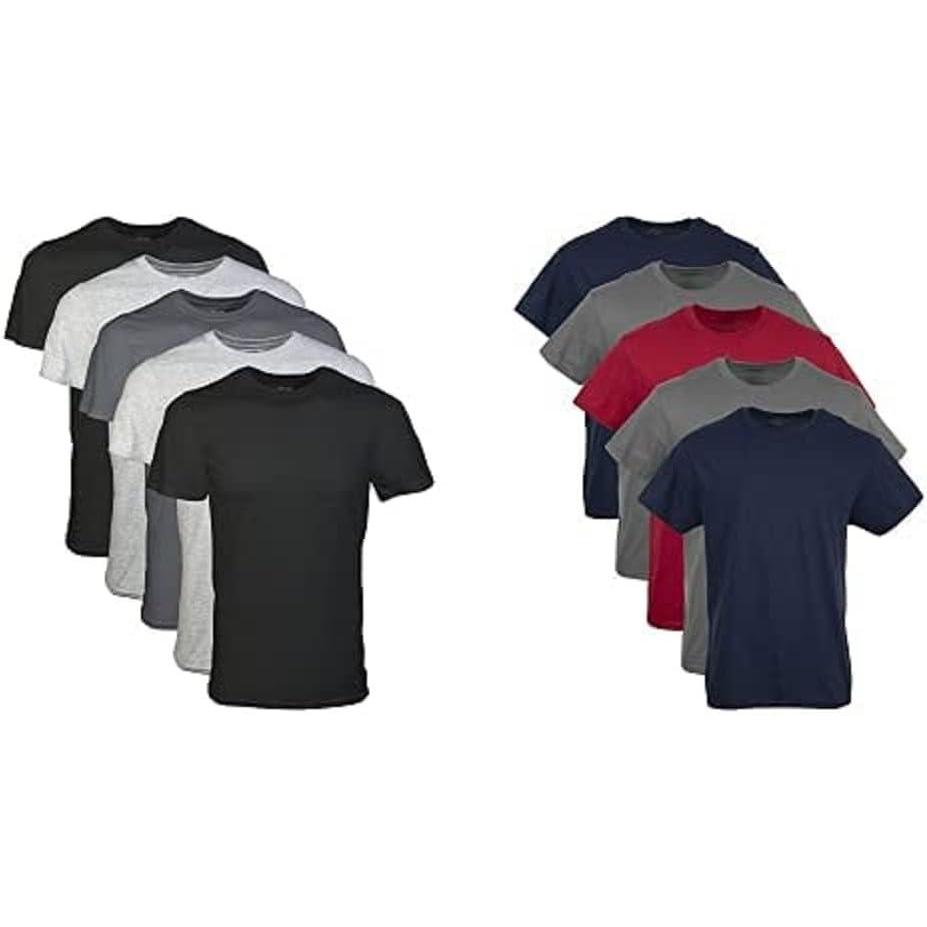imageGildan Mens Crew TShirts Multipack Style G1100Assorted BlackGrey  NavyCharcoalRed 5pack