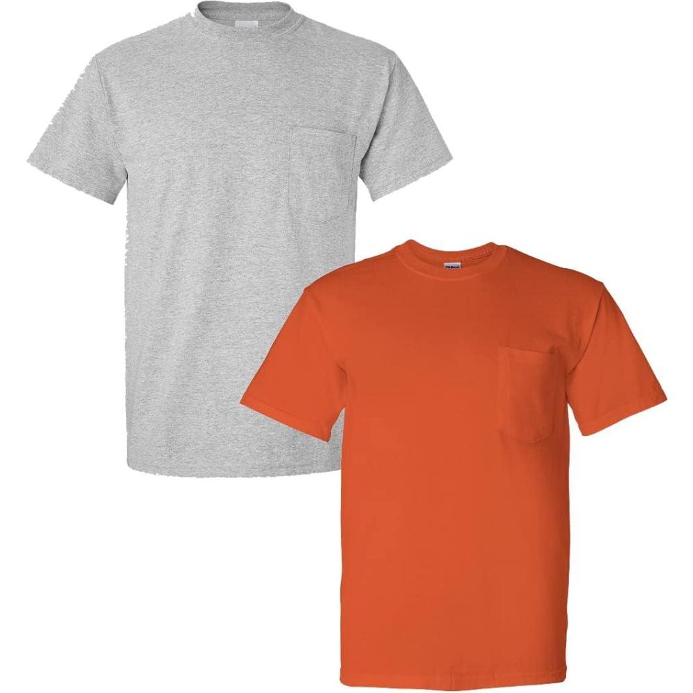 imageGildan Mens DryBlend Workwear TShirts with Pocket 2Pack1 Sport Grey  1 Orange