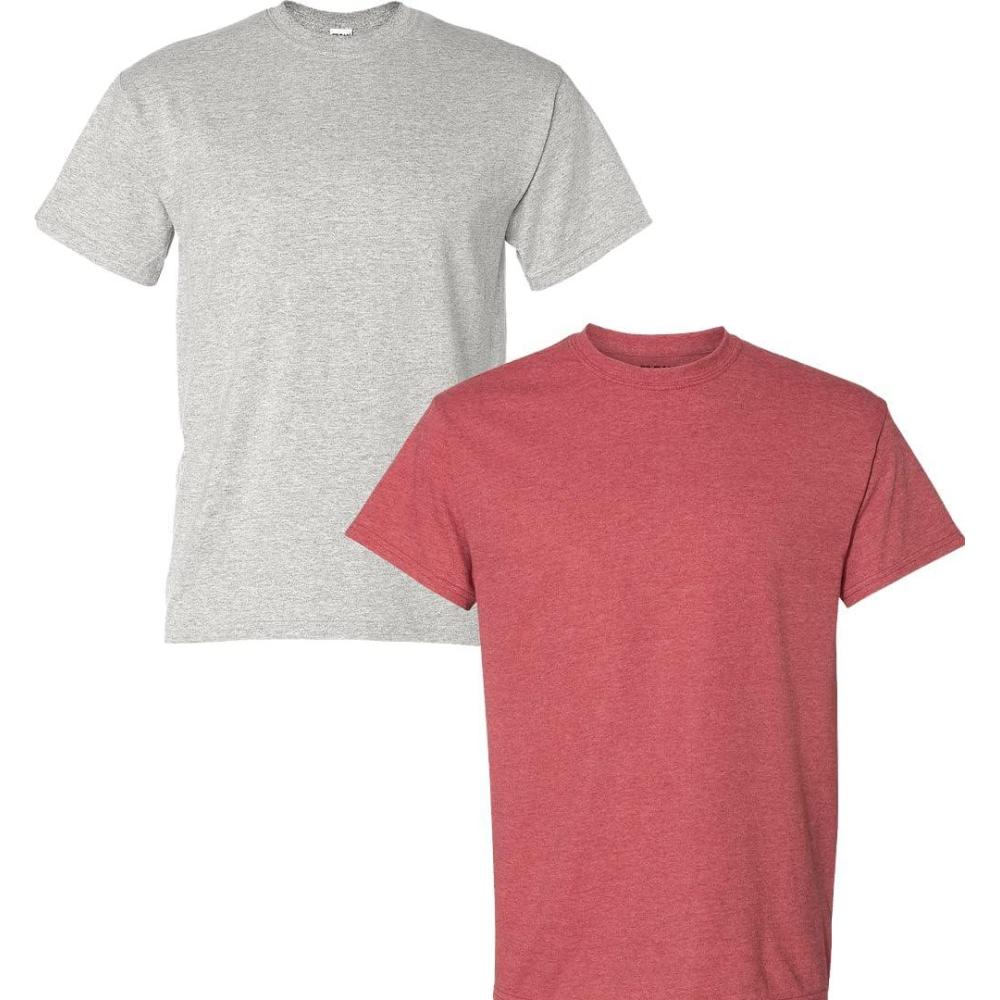 imageGildan Mens DryBlend Workwear TShirts with Pocket 2PackAshHeather Sport Scarlet