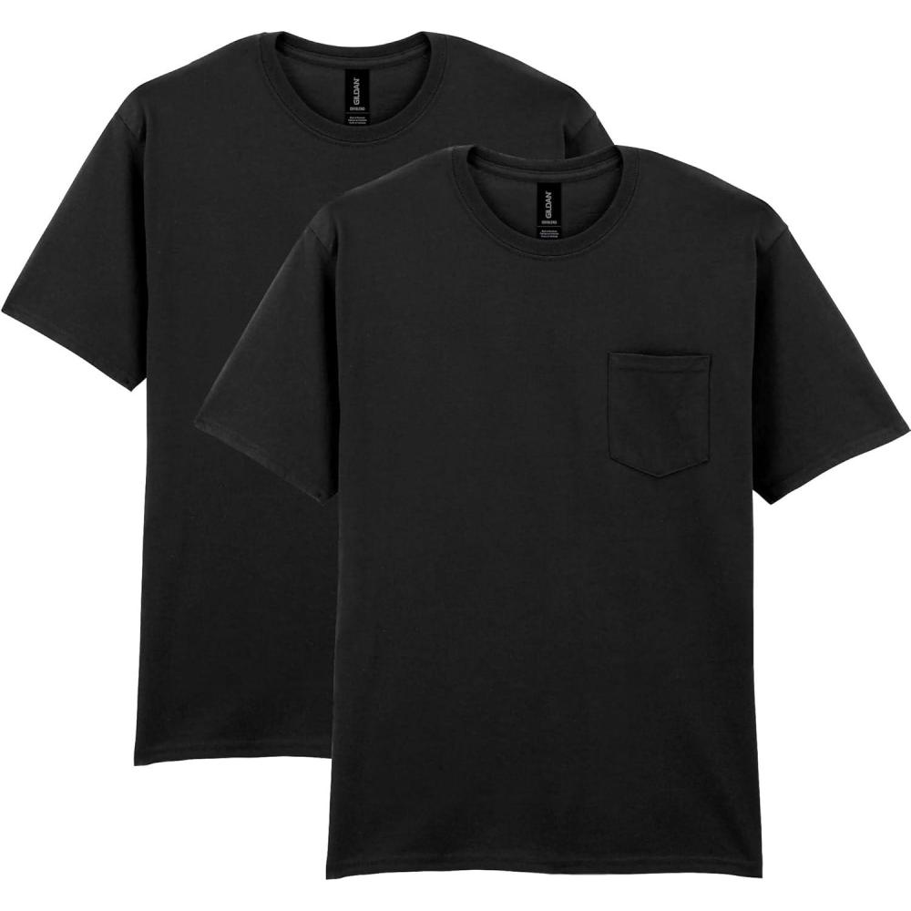 imageGildan Mens DryBlend Workwear TShirts with Pocket 2PackBlack