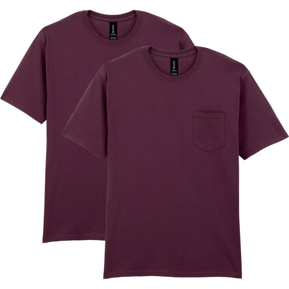 imageGildan Mens DryBlend Workwear TShirts with Pocket 2PackMaroon