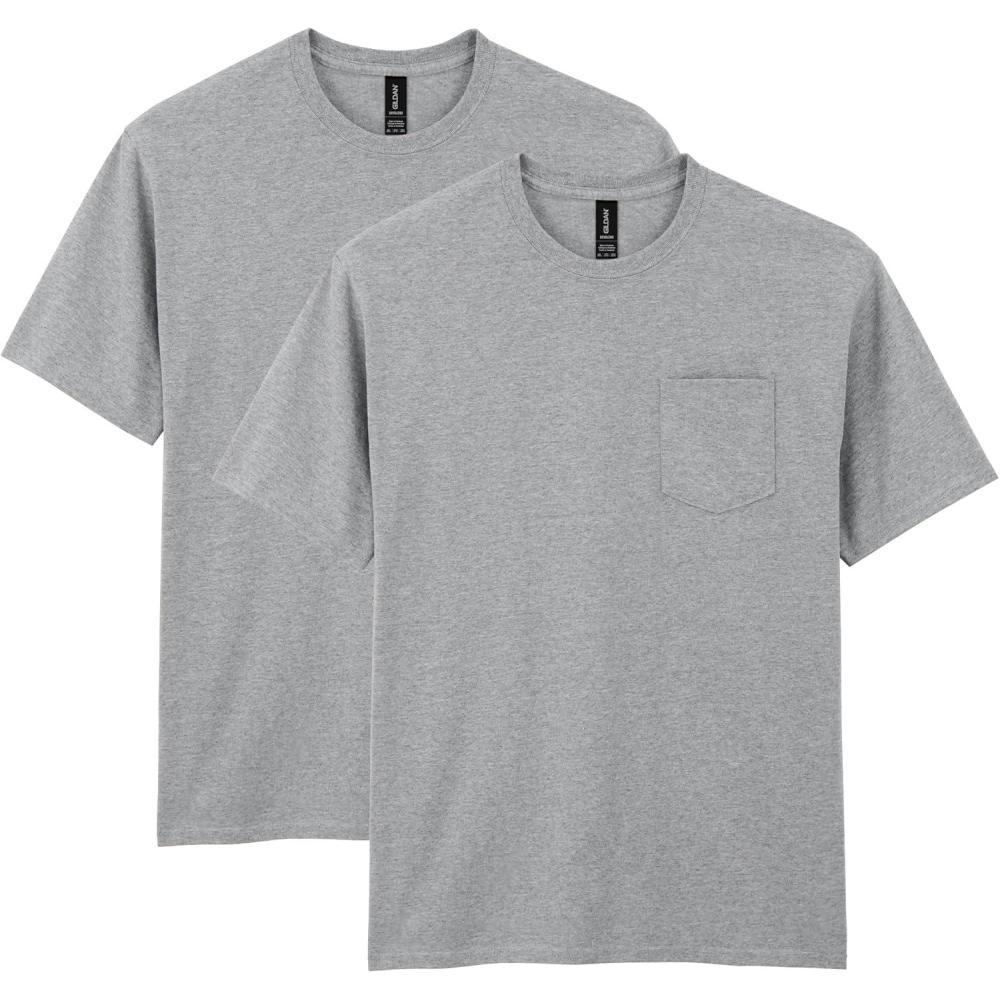 imageGildan Mens DryBlend Workwear TShirts with Pocket 2PackSport Grey