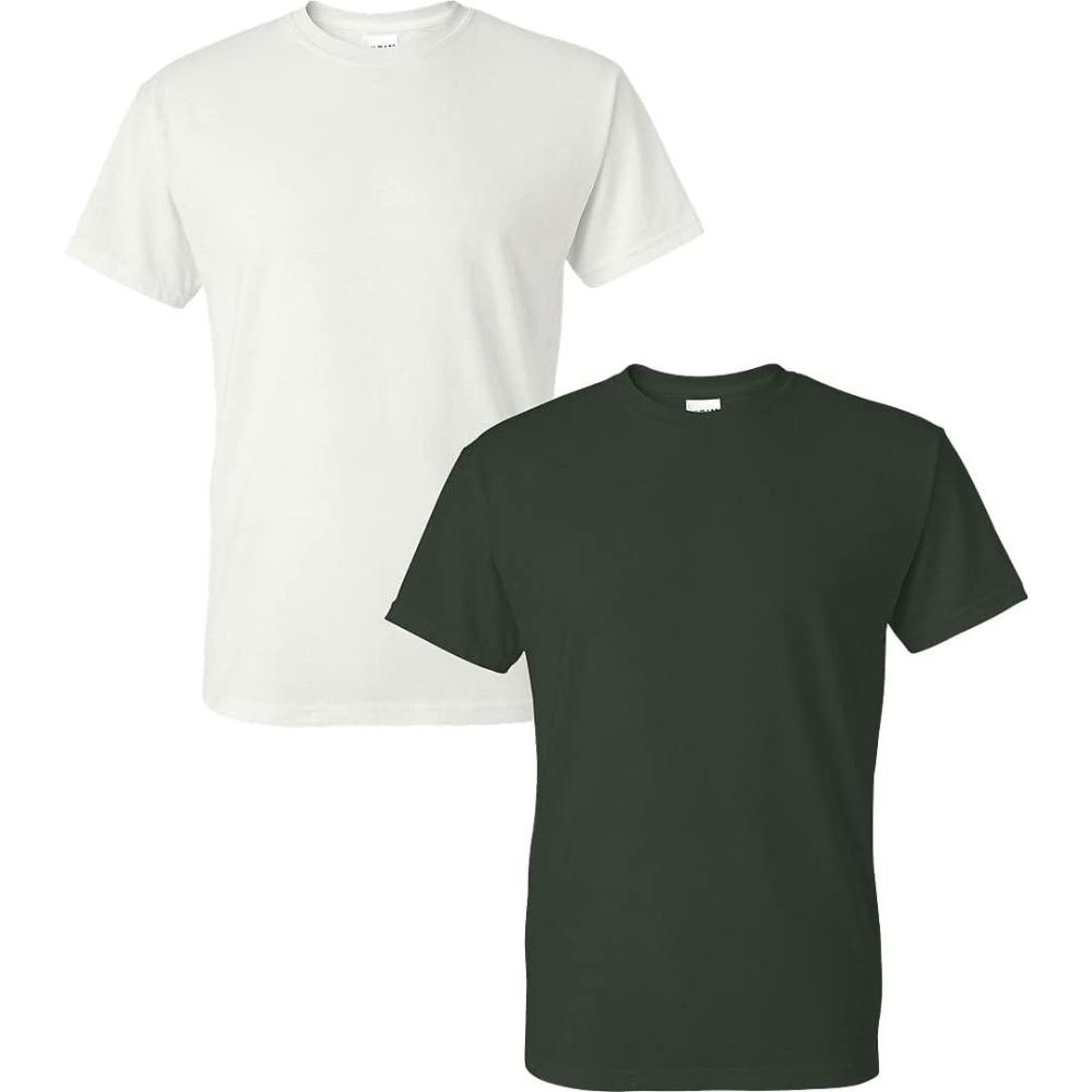 imageGildan Mens DryBlend Workwear TShirts with Pocket 2PackWhiteForest
