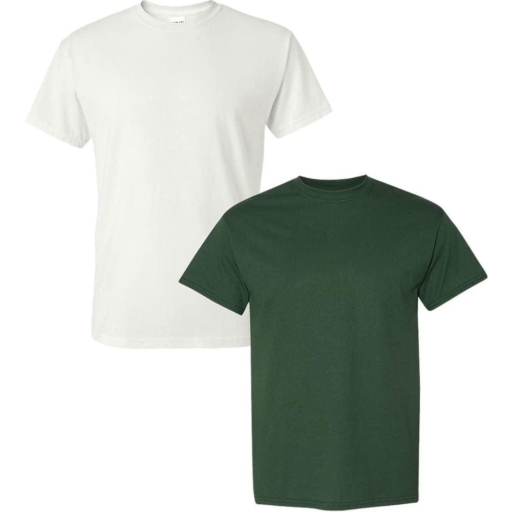 imageGildan Mens DryBlend Workwear TShirts with Pocket 2PackWhiteSport Dark Green