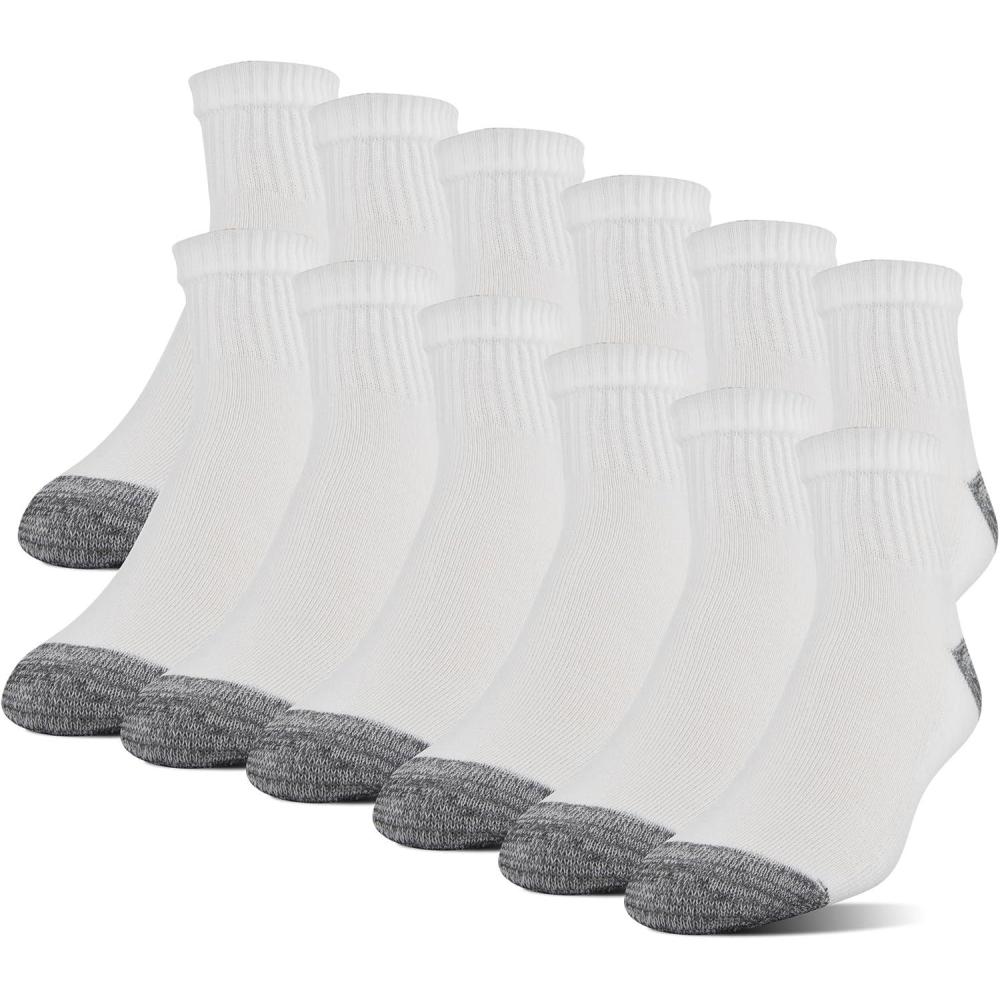 imageGildan Mens Polyester Half Cushion Ankle Socks 12PairsWhite