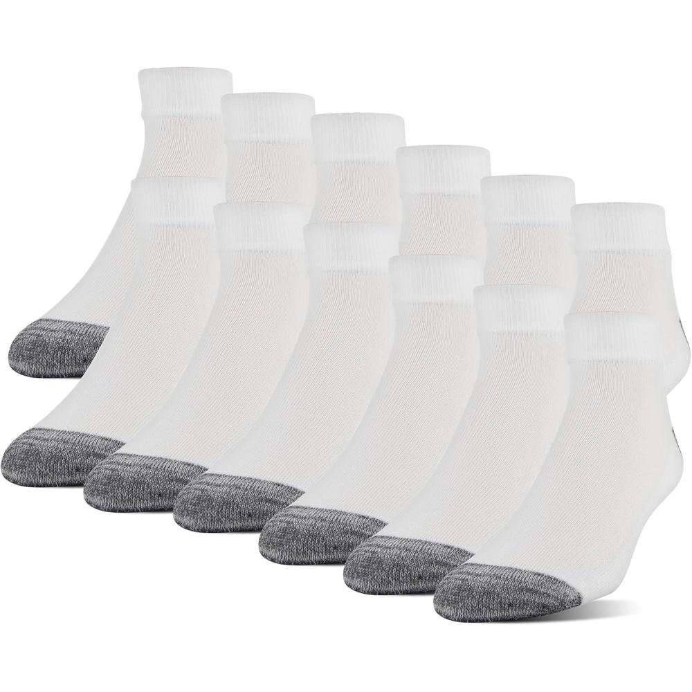 imageGildan Mens Polyester Half Cushion Low Cut Socks 12packWhite