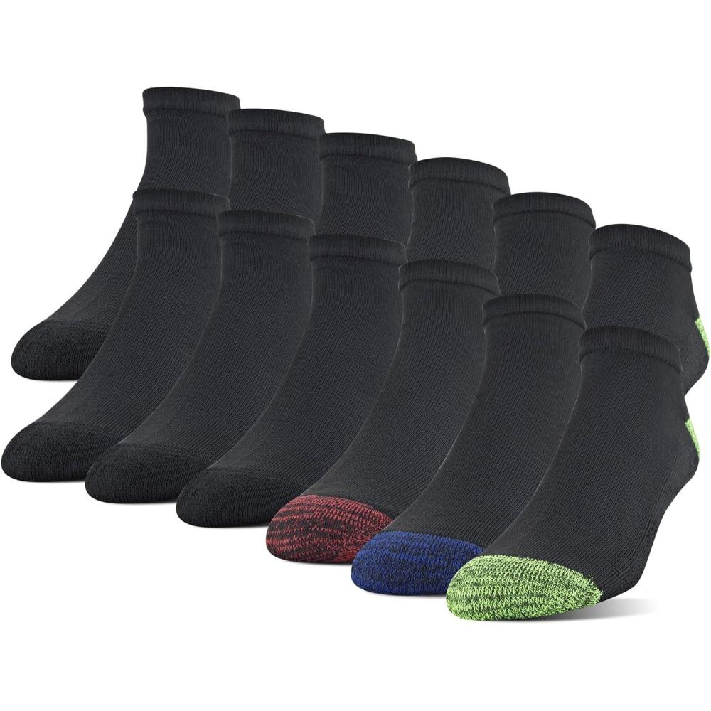 imageGildan Mens Polyester Half Cushion No Show Socks 12packAssorted