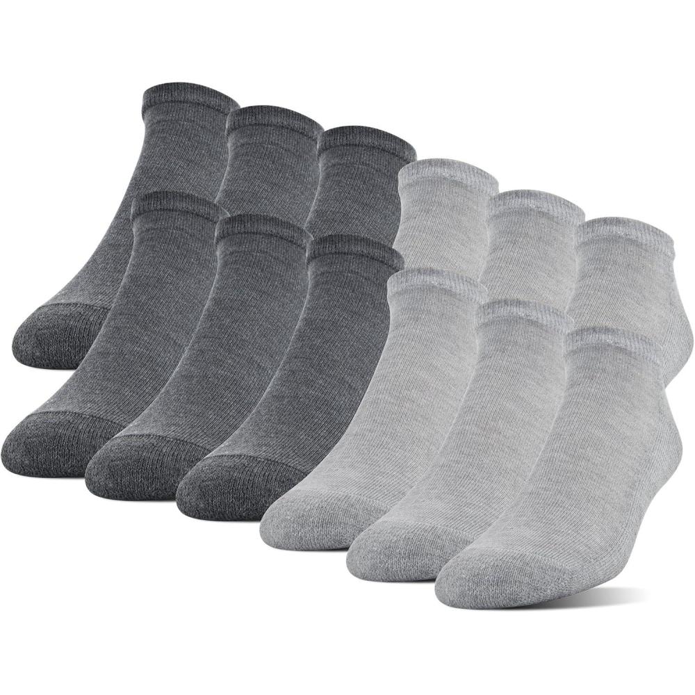 imageGildan Mens Polyester Half Cushion No Show Socks 12packGrey