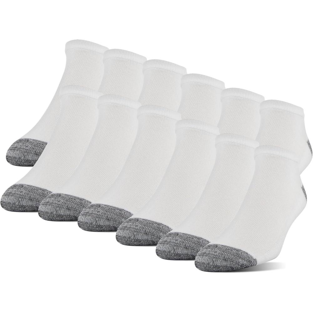 imageGildan Mens Polyester Half Cushion No Show Socks 12packWhite