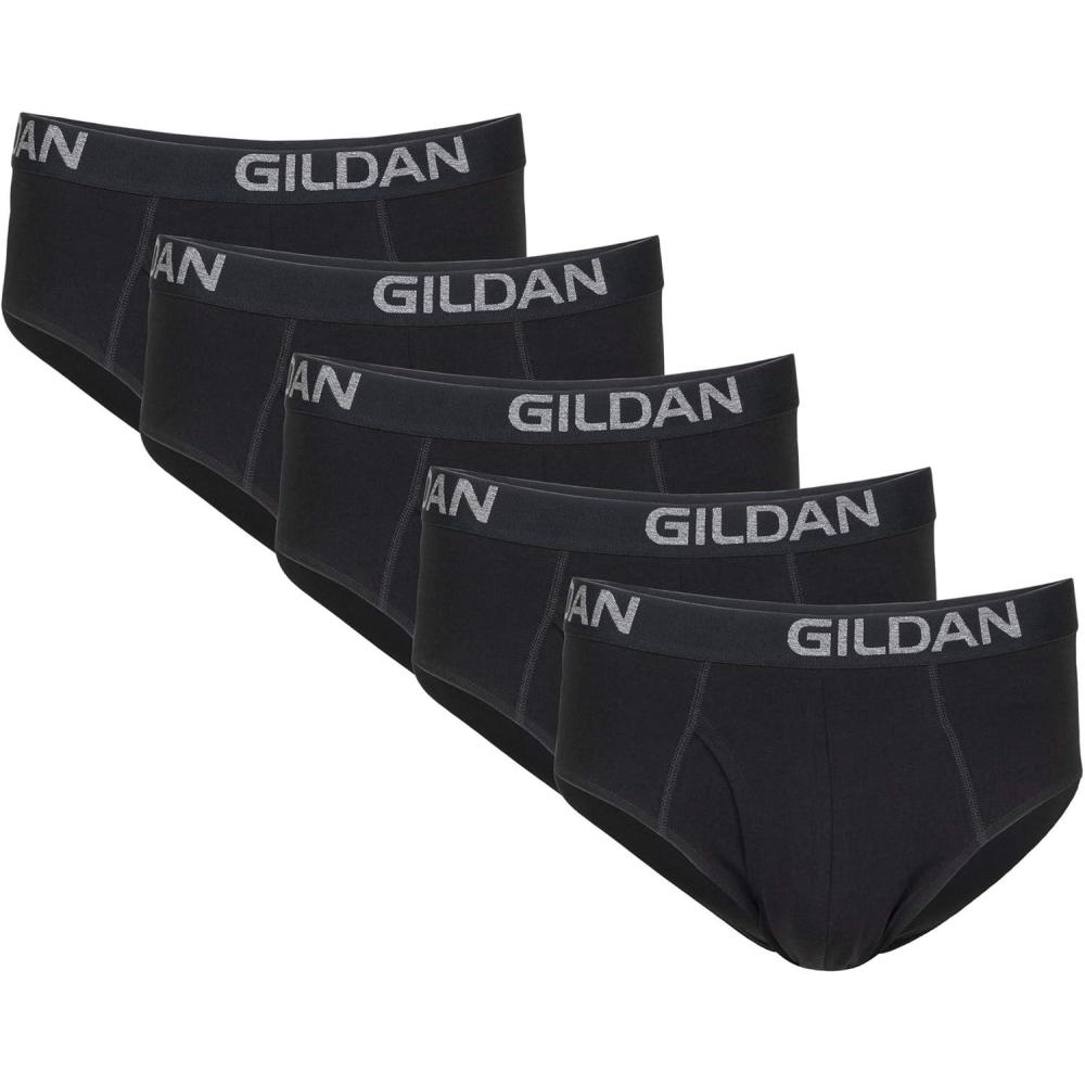imageGildan Mens Underwear Cotton Stretch Briefs 5PackBlack Soot 5pack