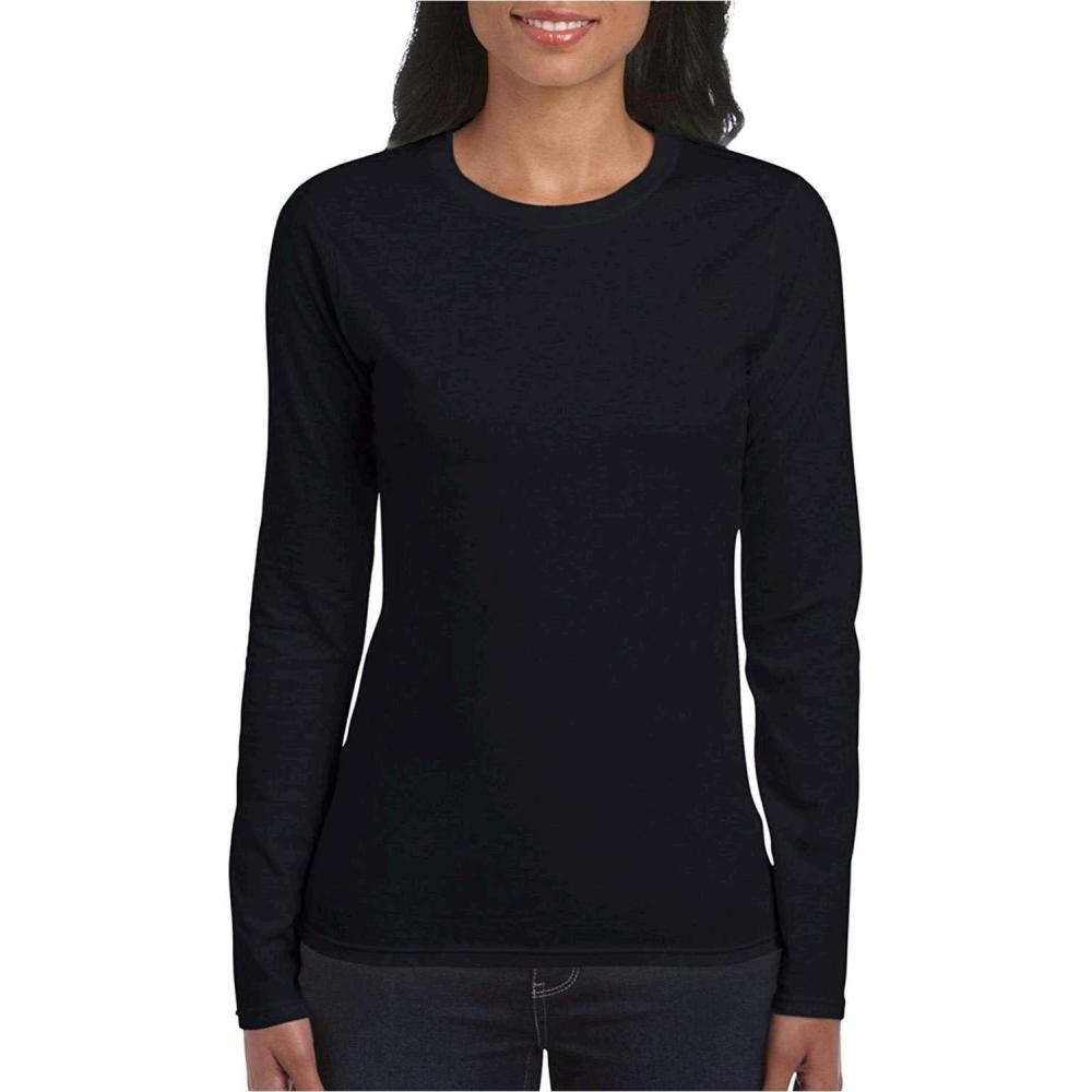 imageGildan Womens Heavy Cotton Long Sleeve TShirt 2PackBlack Onyx