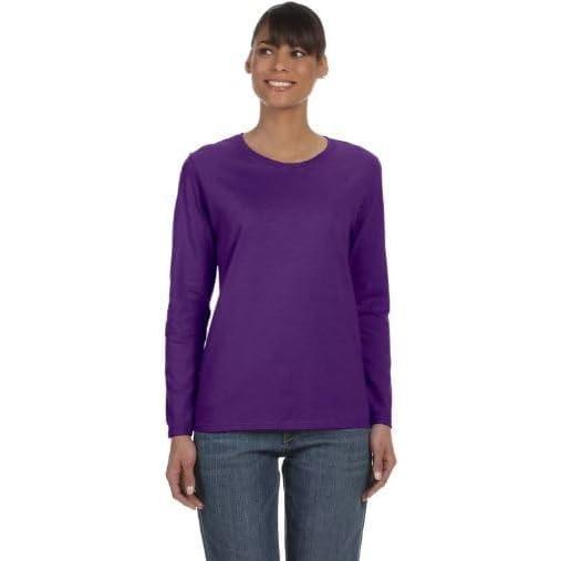 imageGildan Womens Heavy Cotton Long Sleeve TShirt 2PackPurple