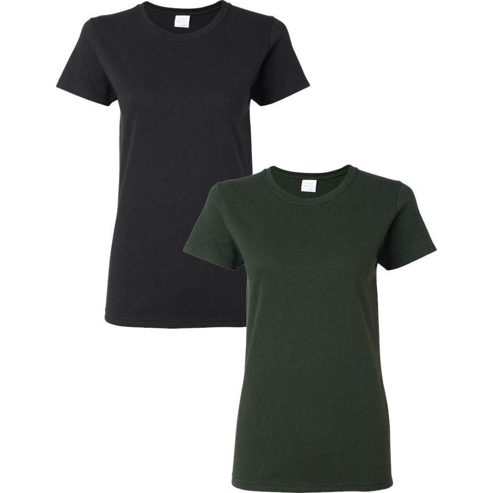 imageGildan Womens Heavy Cotton TShirt Style G5000L 2Pack1 Black  1 Forest Green