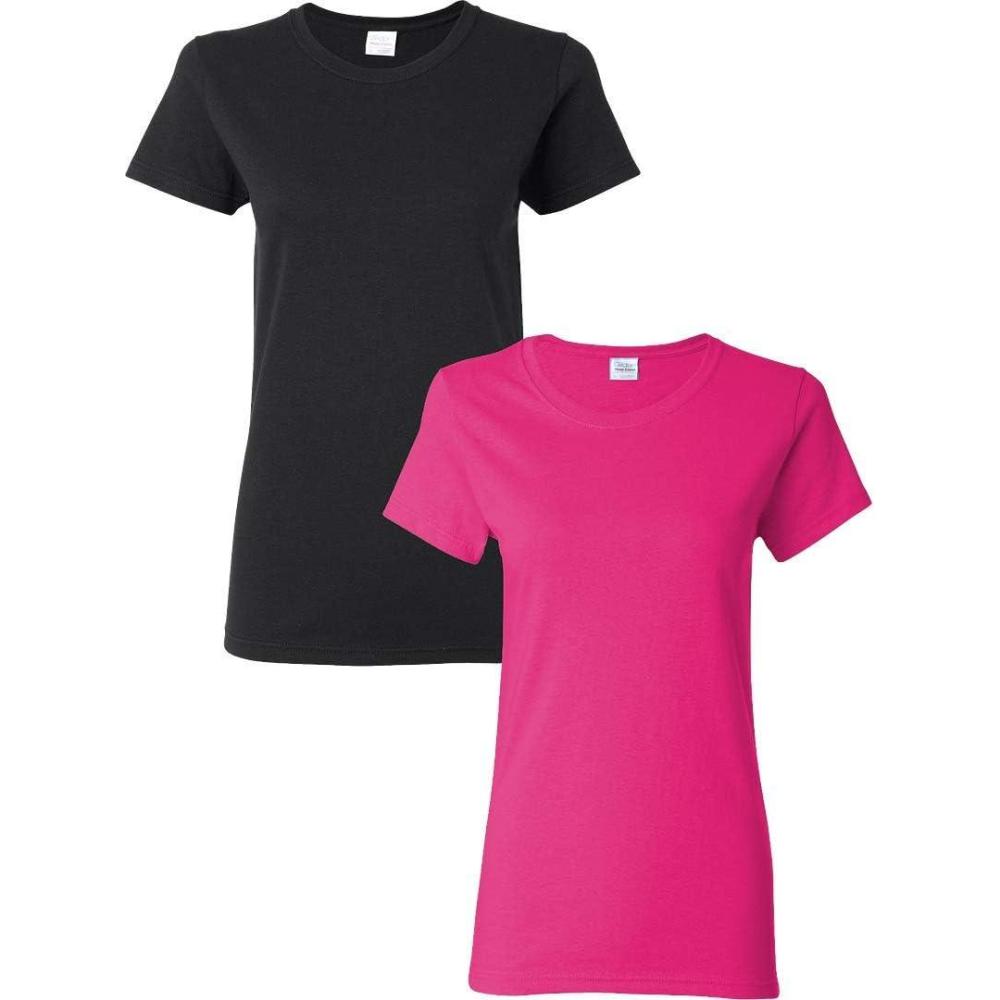 imageGildan Womens Heavy Cotton TShirt Style G5000L 2Pack1 Black  1 Heliconia