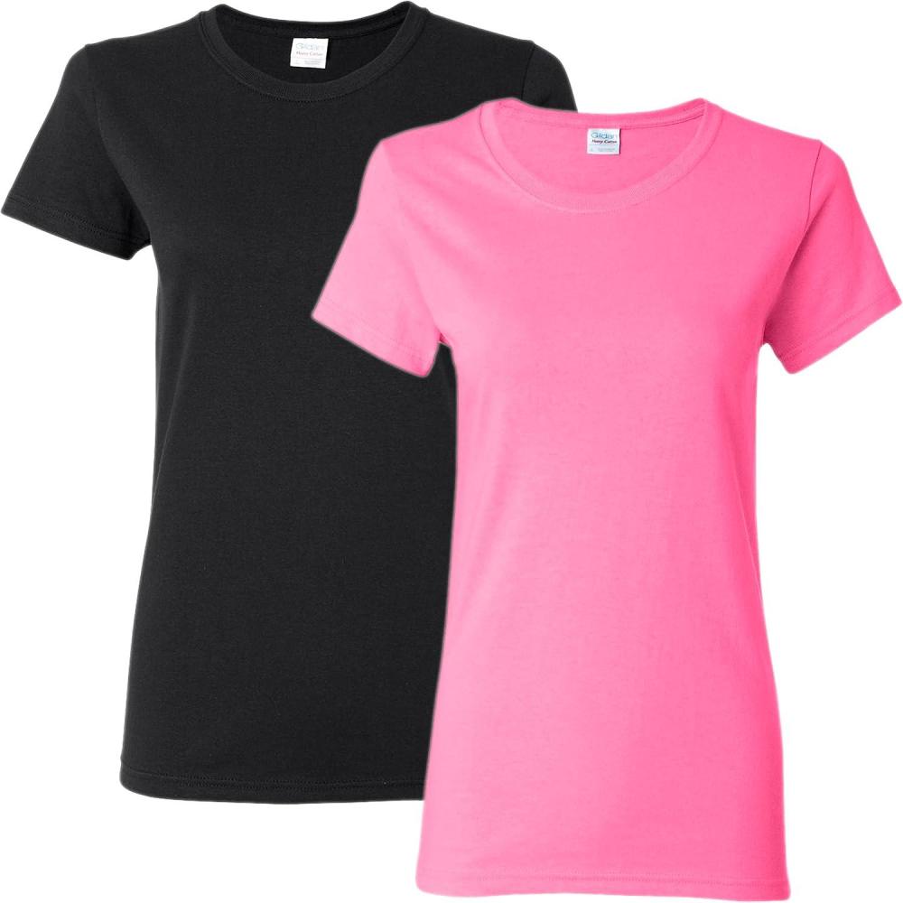 imageGildan Womens Heavy Cotton TShirt Style G5000L 2Pack1 Black 1 Light Pink