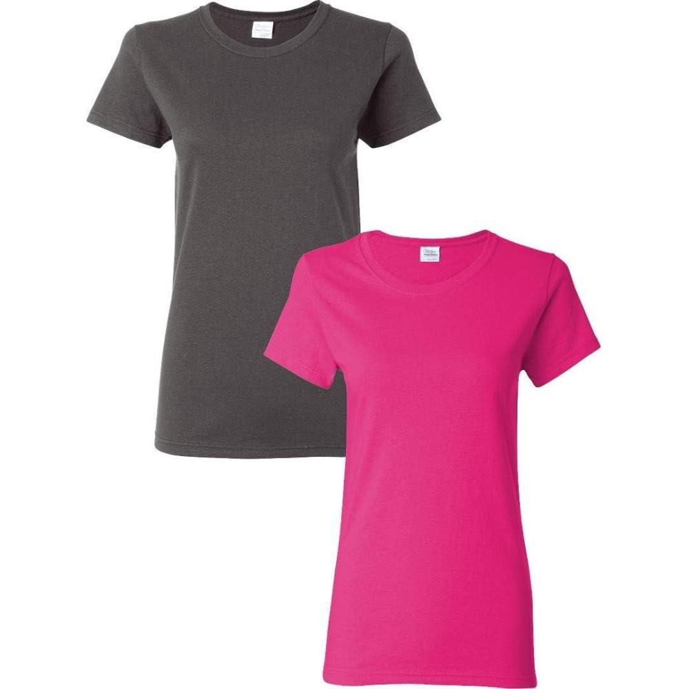 imageGildan Womens Heavy Cotton TShirt Style G5000L 2Pack1 Charcoal  1 Heliconia