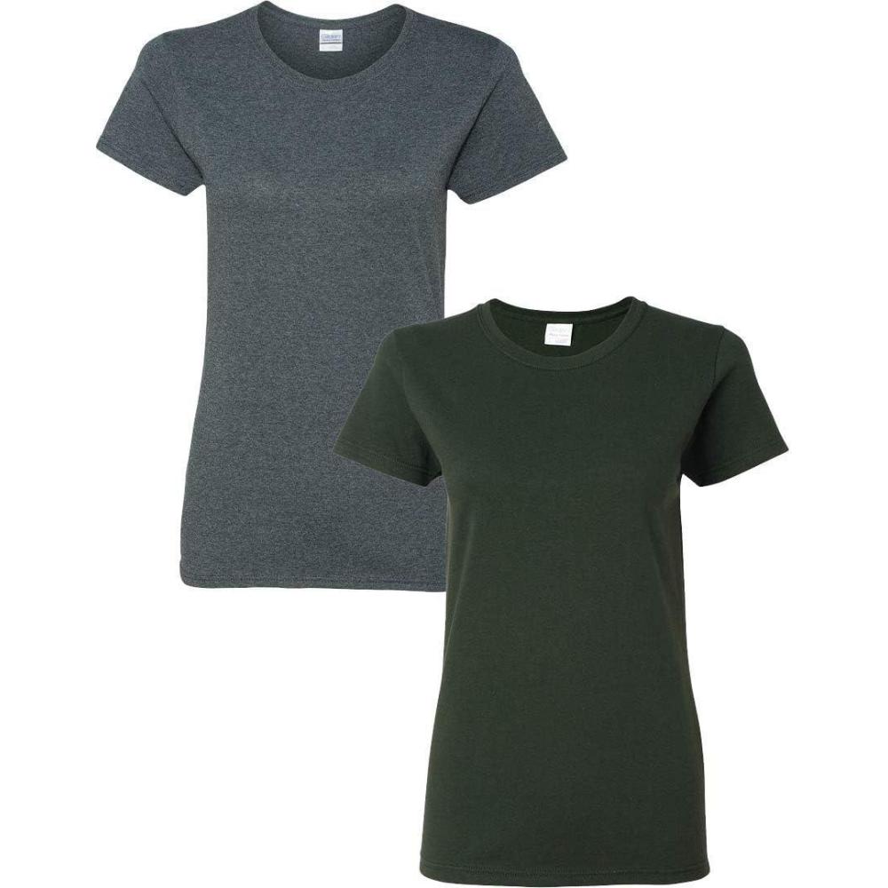 imageGildan Womens Heavy Cotton TShirt Style G5000L 2Pack1 Dark Heather  1 Forest Green