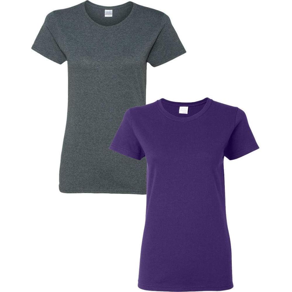 imageGildan Womens Heavy Cotton TShirt Style G5000L 2Pack1 Dark Heather  1 Purple
