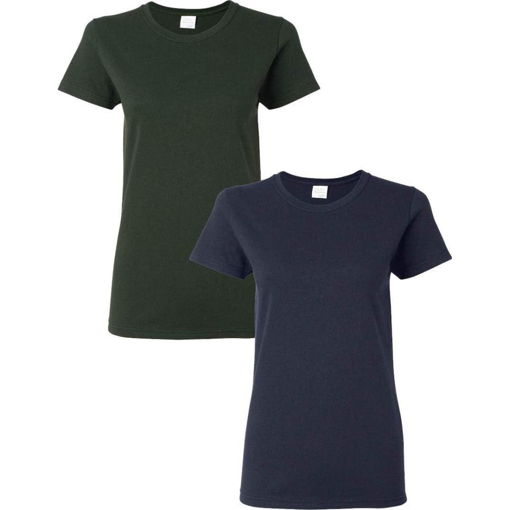 imageGildan Womens Heavy Cotton TShirt Style G5000L 2Pack1 Forest Green  1 Navy