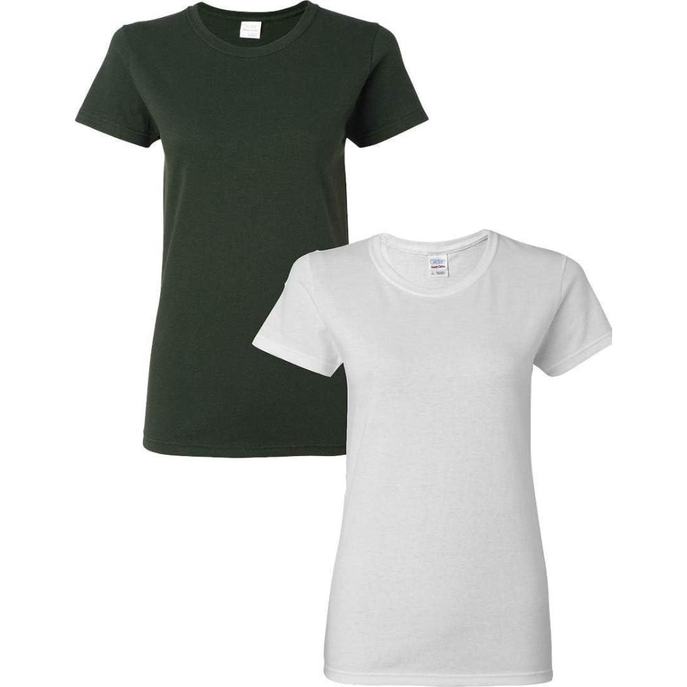 imageGildan Womens Heavy Cotton TShirt Style G5000L 2Pack1 Forest Green 1 White