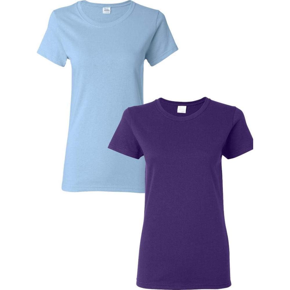 imageGildan Womens Heavy Cotton TShirt Style G5000L 2Pack1 Light Blue  1 Purple