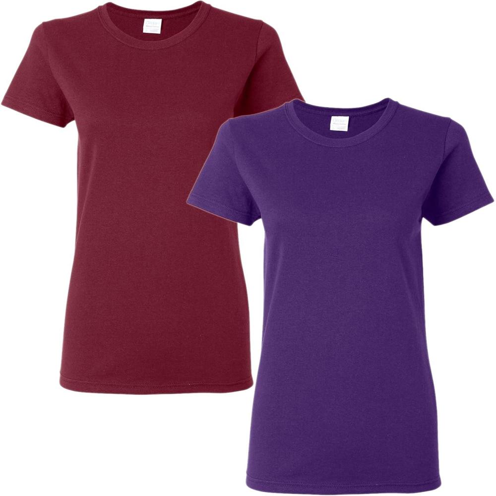 imageGildan Womens Heavy Cotton TShirt Style G5000L 2Pack1 Purple 1 Maroon