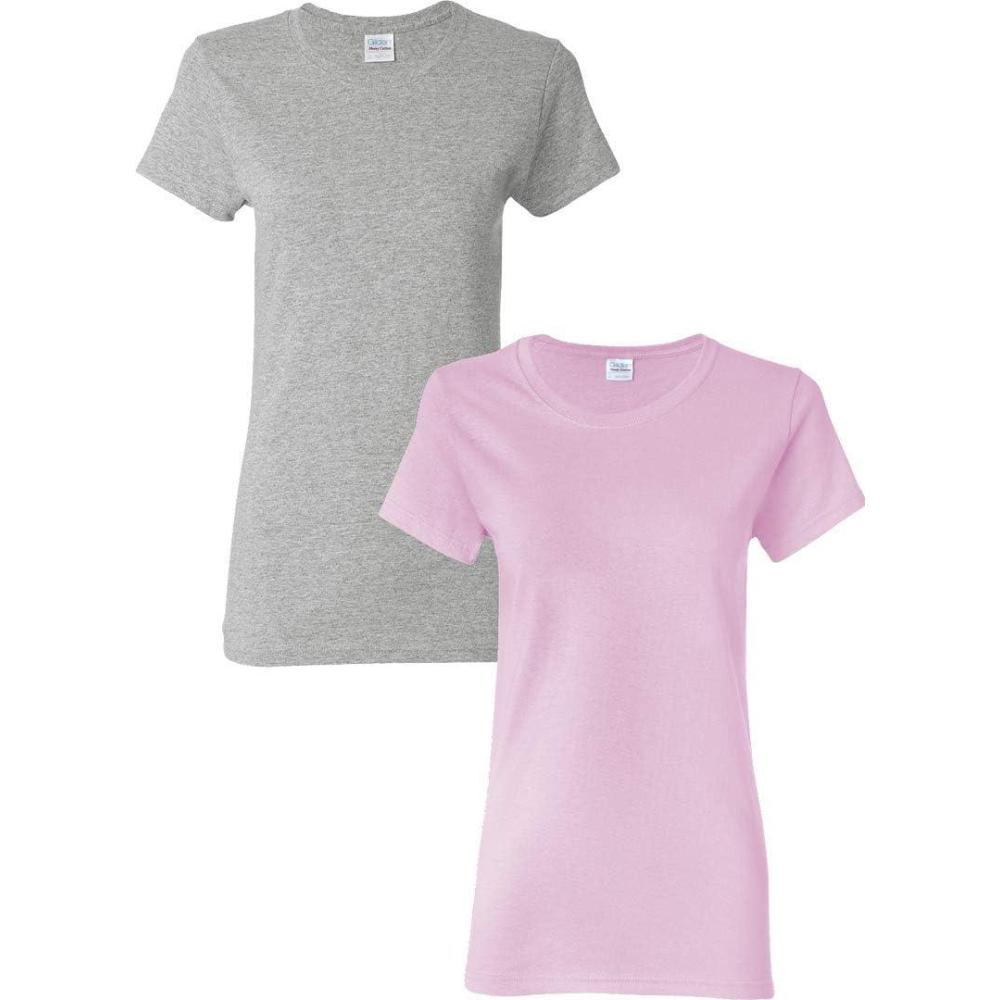 imageGildan Womens Heavy Cotton TShirt Style G5000L 2Pack1 Sport Grey  1 Light Pink