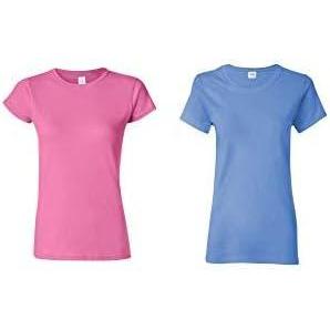 Gildan Women’s Heavy Cotton T-Shirt, Style G5000L, 2-Pack(Azalea/Carolina Blue)