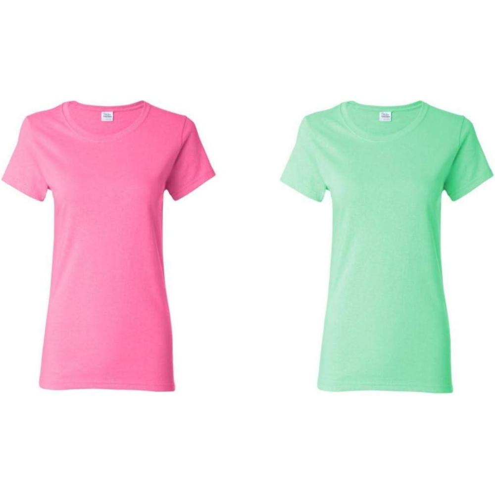 imageGildan Womens Heavy Cotton TShirt Style G5000L 2PackAzaleaMint