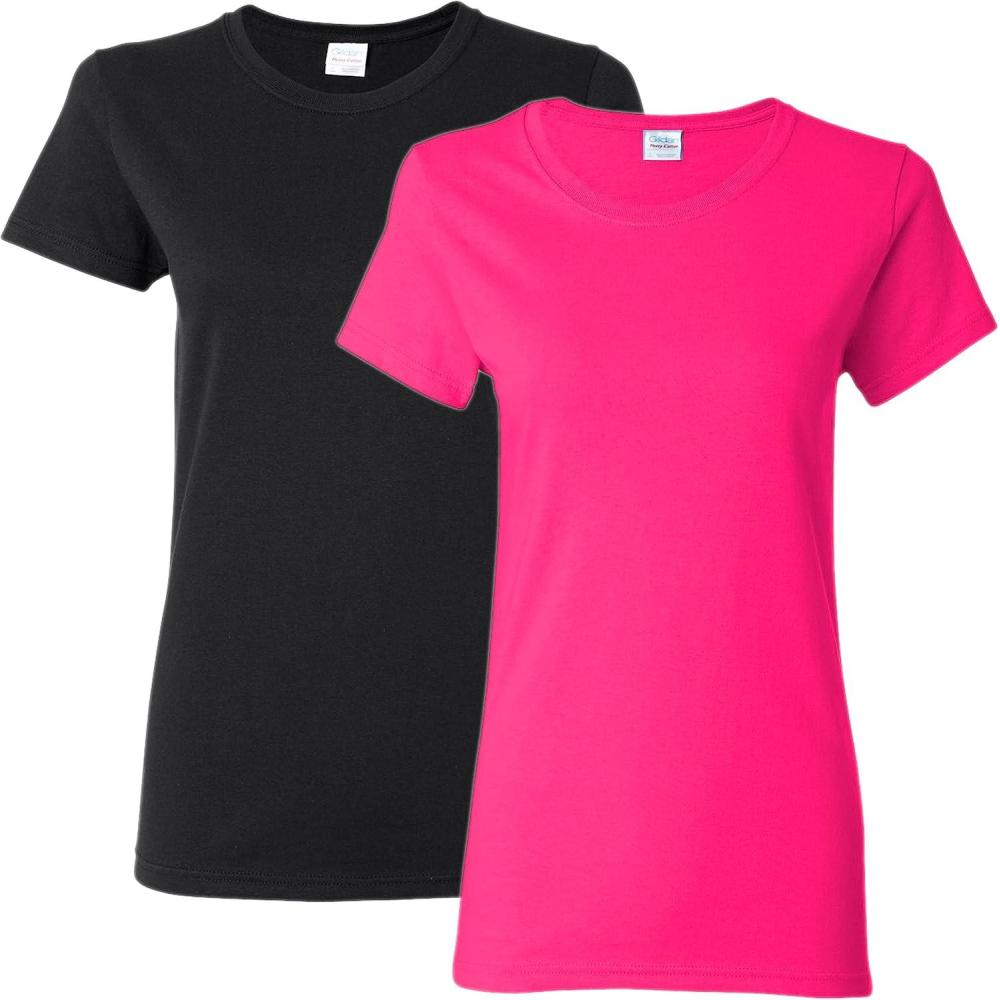 imageGildan Womens Heavy Cotton TShirt Style G5000L 2PackBlackAzalea