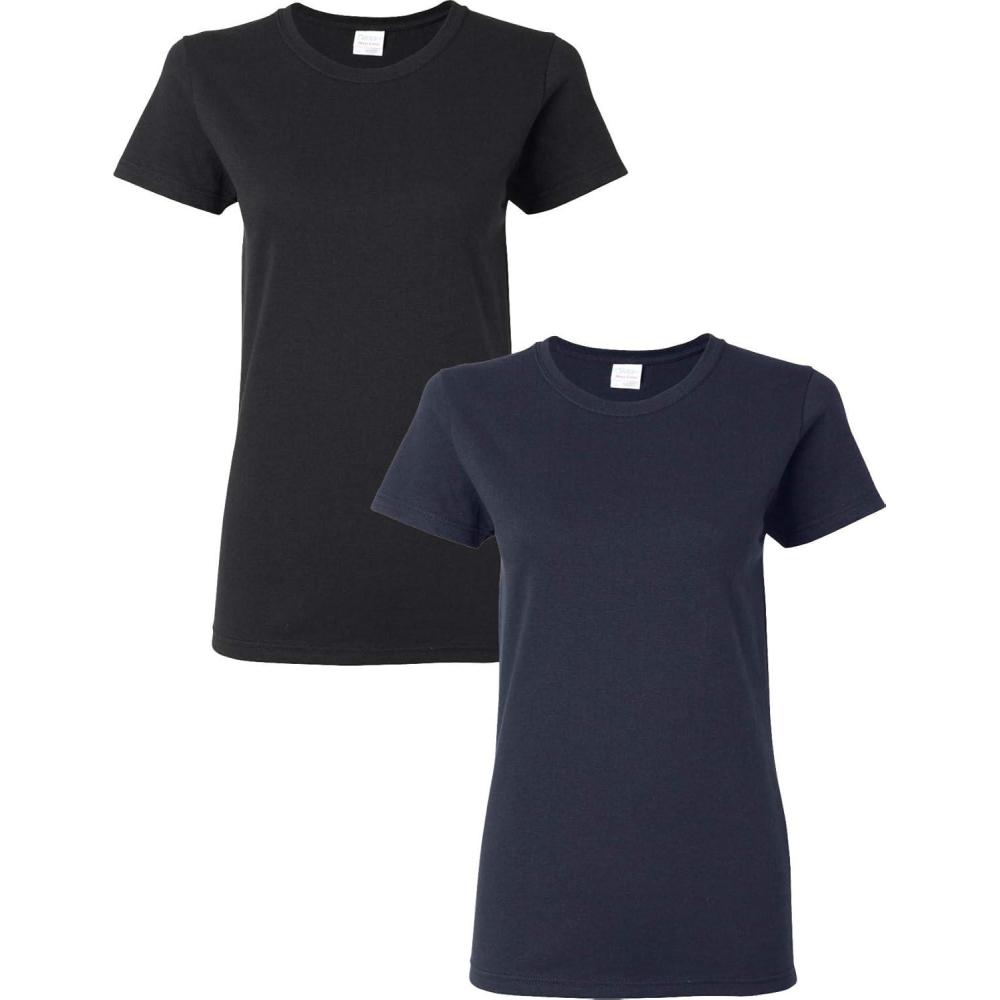 imageGildan Womens Heavy Cotton TShirt Style G5000L 2PackBlackNavy