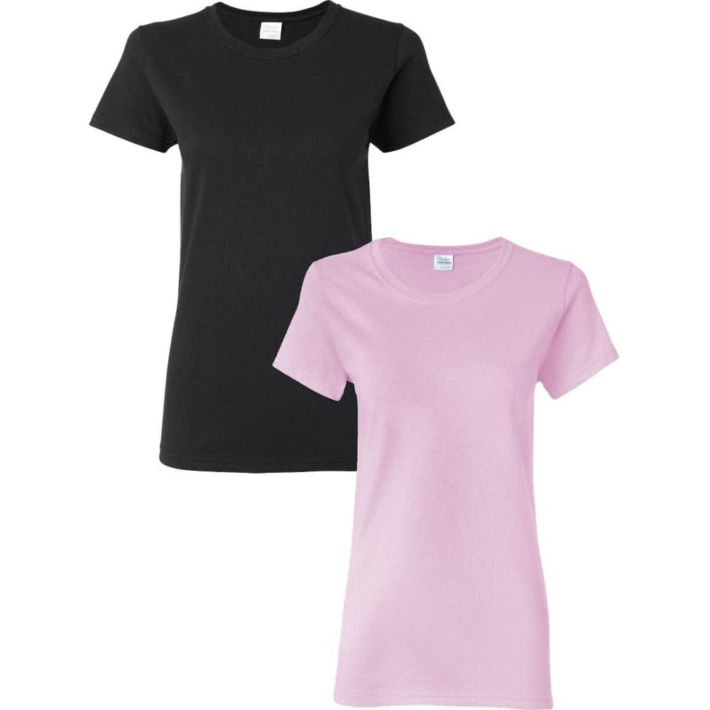 imageGildan Womens Heavy Cotton TShirt Style G5000L 2PackBlacklight Pink