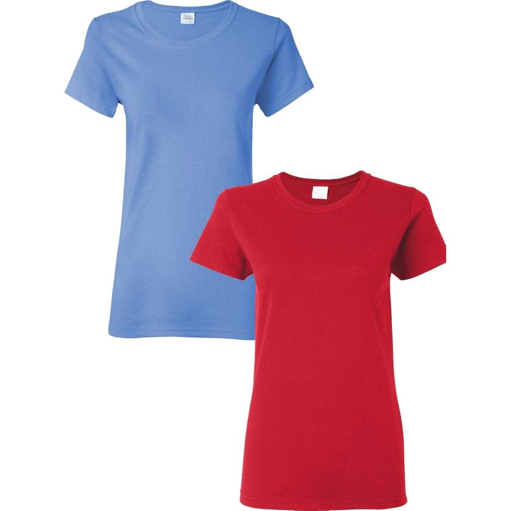 imageGildan Womens Heavy Cotton TShirt Style G5000L 2PackCarolinaRed