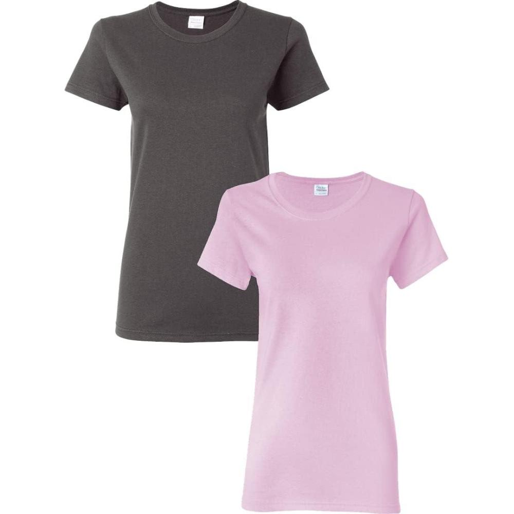 imageGildan Womens Heavy Cotton TShirt Style G5000L 2PackCharcoallight Pink