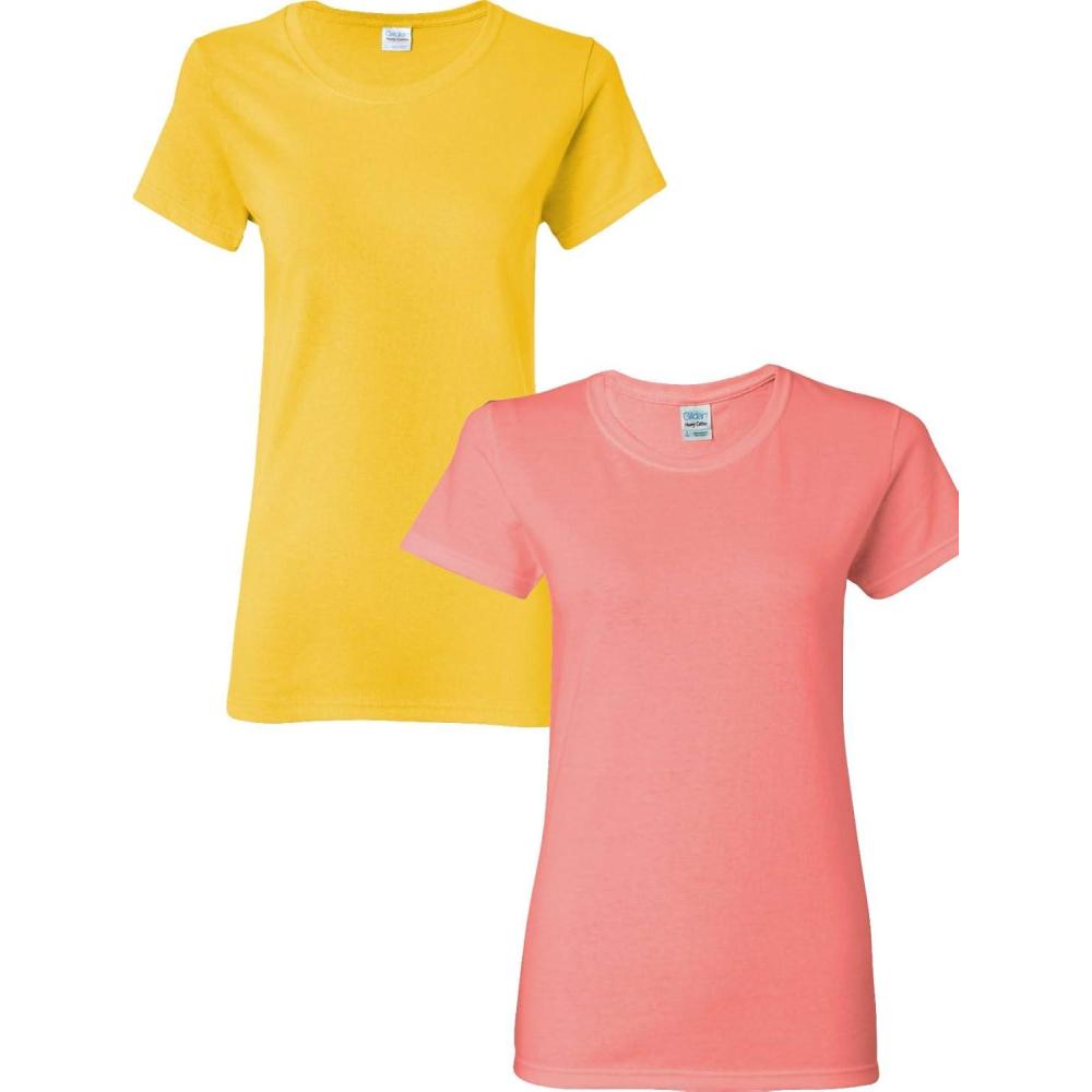 imageGildan Womens Heavy Cotton TShirt Style G5000L 2PackDaisyCoral