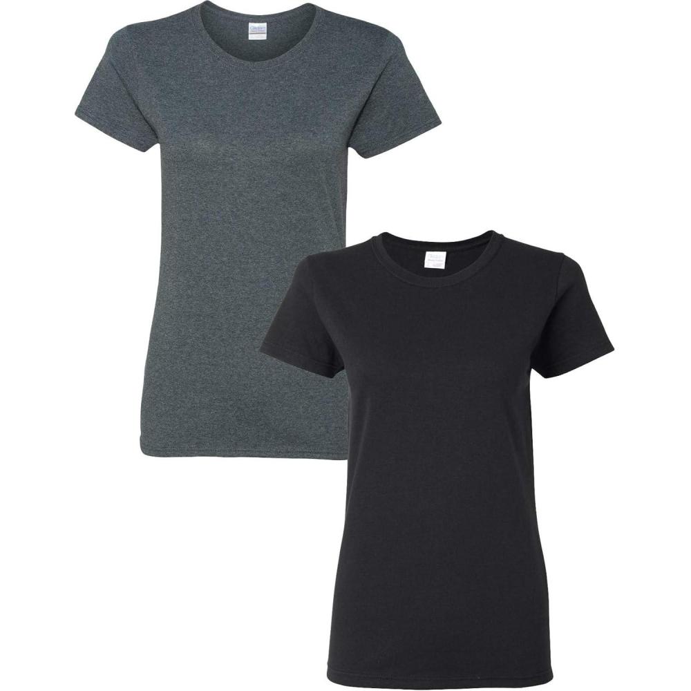 imageGildan Womens Heavy Cotton TShirt Style G5000L 2PackDarkheatherBlack