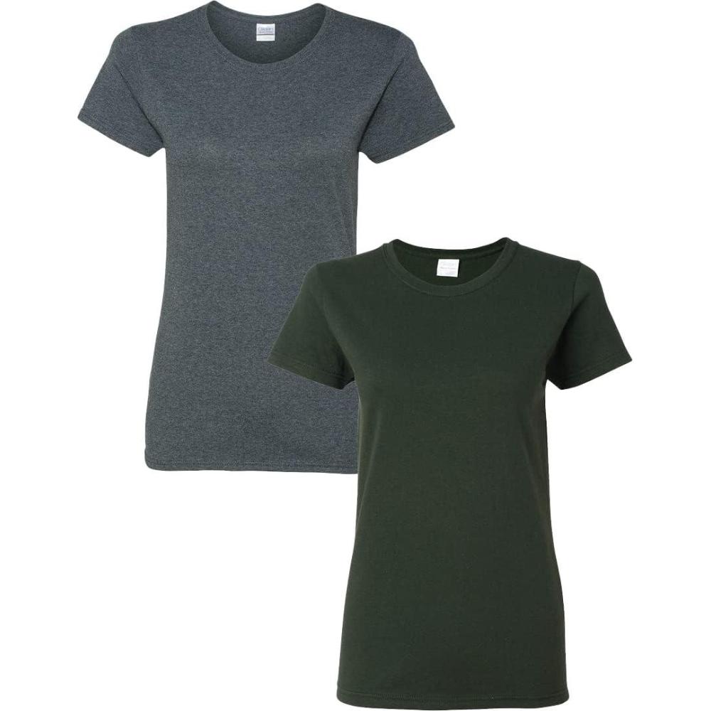 imageGildan Womens Heavy Cotton TShirt Style G5000L 2PackDarkheatherforestgreen