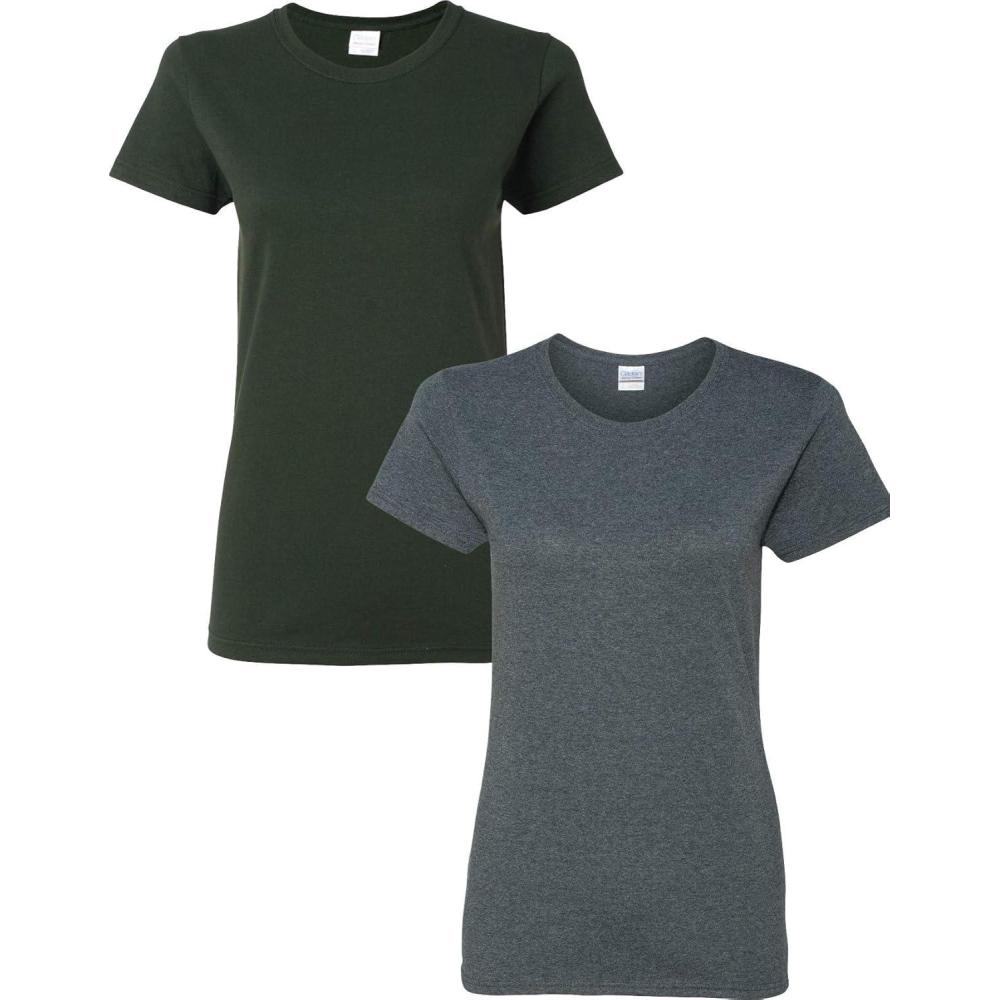 imageGildan Womens Heavy Cotton TShirt Style G5000L 2PackForestgreenDarkheather
