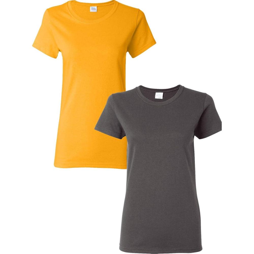 imageGildan Womens Heavy Cotton TShirt Style G5000L 2PackGoldCharcoal