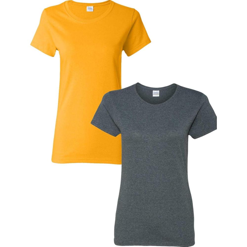 imageGildan Womens Heavy Cotton TShirt Style G5000L 2PackGoldDarkheather