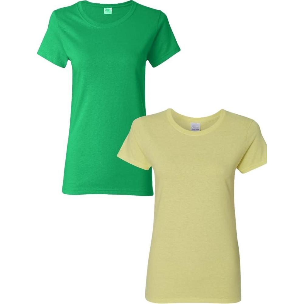 imageGildan Womens Heavy Cotton TShirt Style G5000L 2PackIrishgreencornsilk