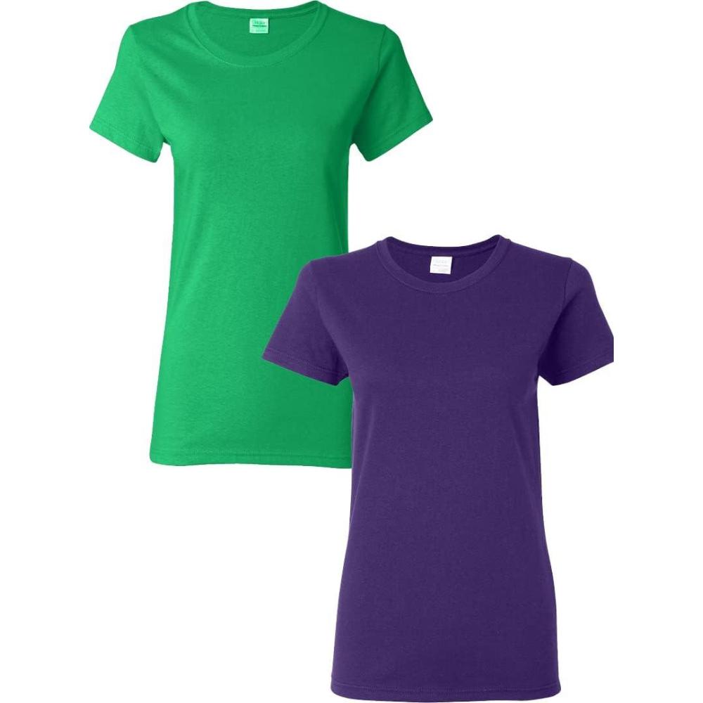 imageGildan Womens Heavy Cotton TShirt Style G5000L 2PackIrishgreenpurple