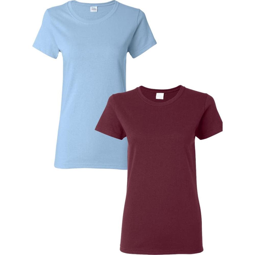 imageGildan Womens Heavy Cotton TShirt Style G5000L 2PackLight Bluemaroon