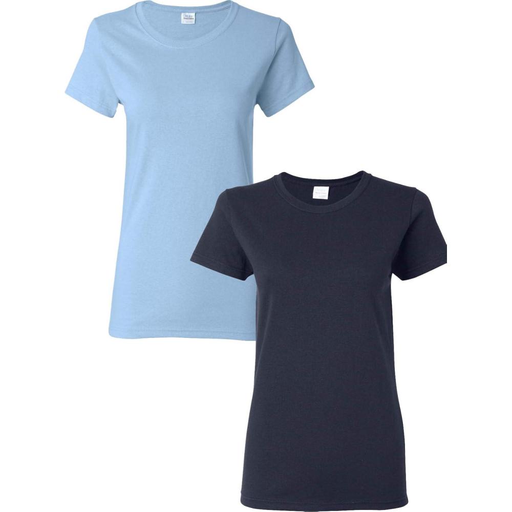 imageGildan Womens Heavy Cotton TShirt Style G5000L 2PackLightblueNavy