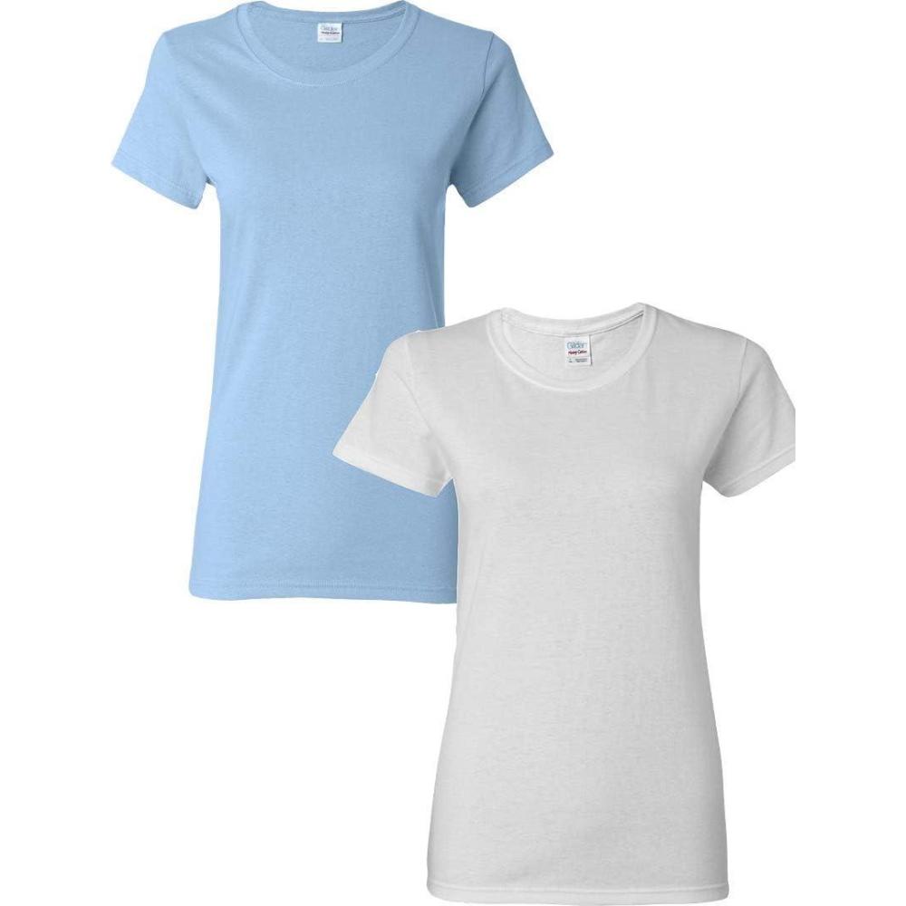 imageGildan Womens Heavy Cotton TShirt Style G5000L 2PackLightblueWhite