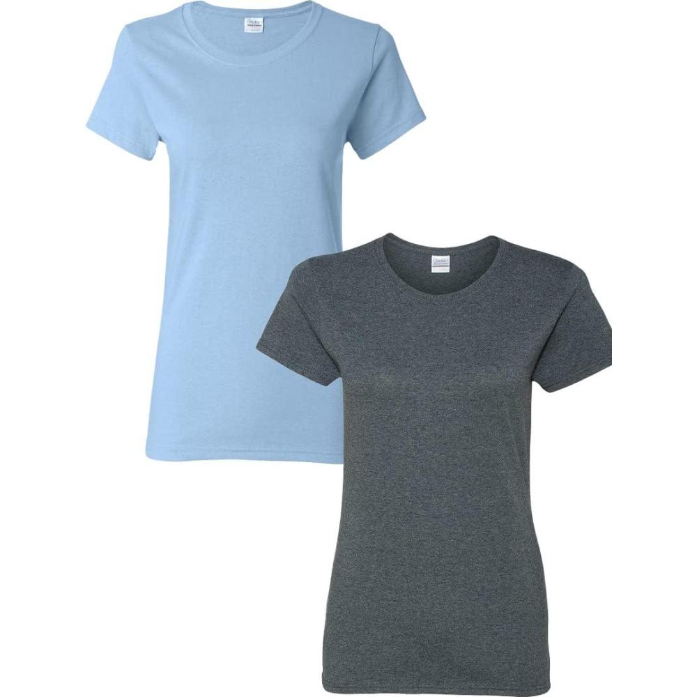 imageGildan Womens Heavy Cotton TShirt Style G5000L 2PackLightbluedarkheather