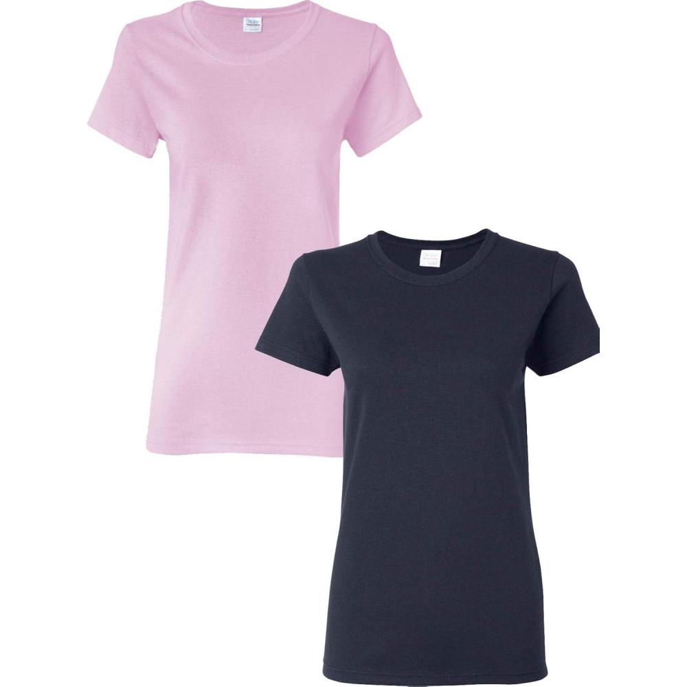 imageGildan Womens Heavy Cotton TShirt Style G5000L 2PackLightpinkNavy