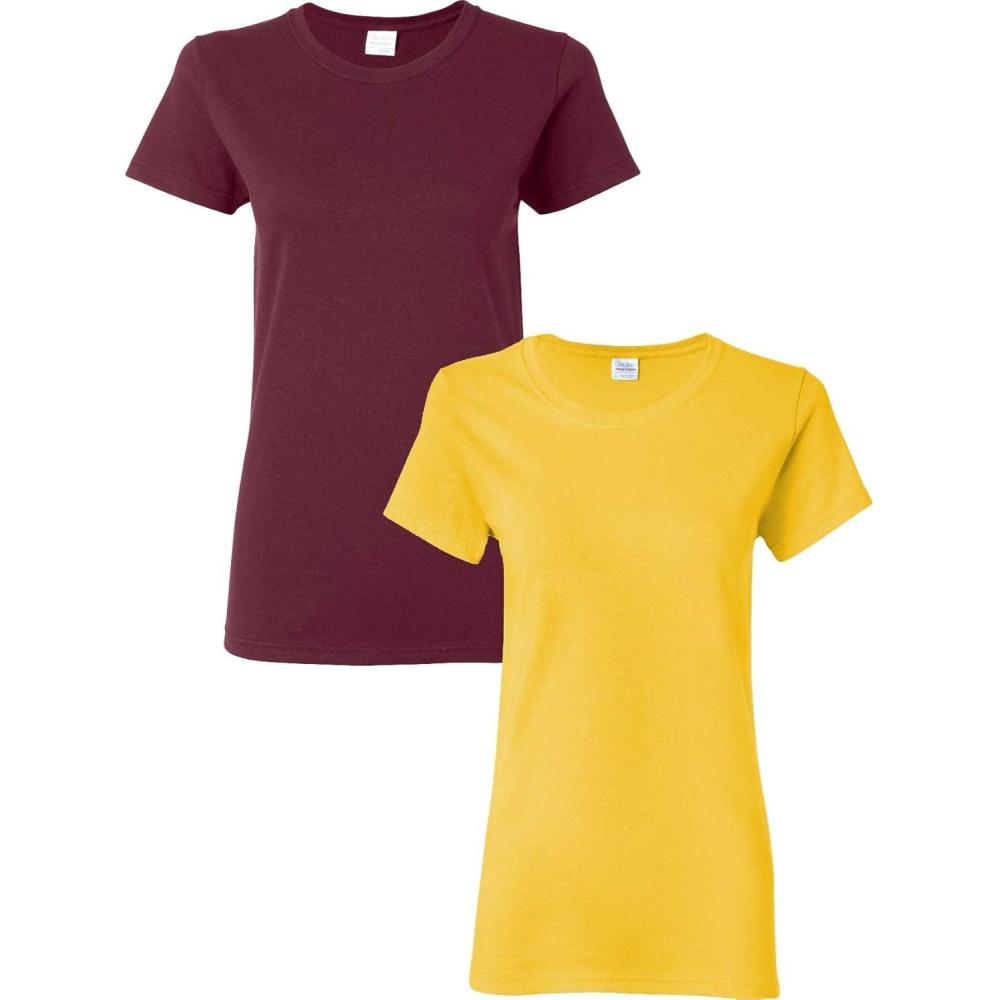 imageGildan Womens Heavy Cotton TShirt Style G5000L 2PackMaroonDaisy